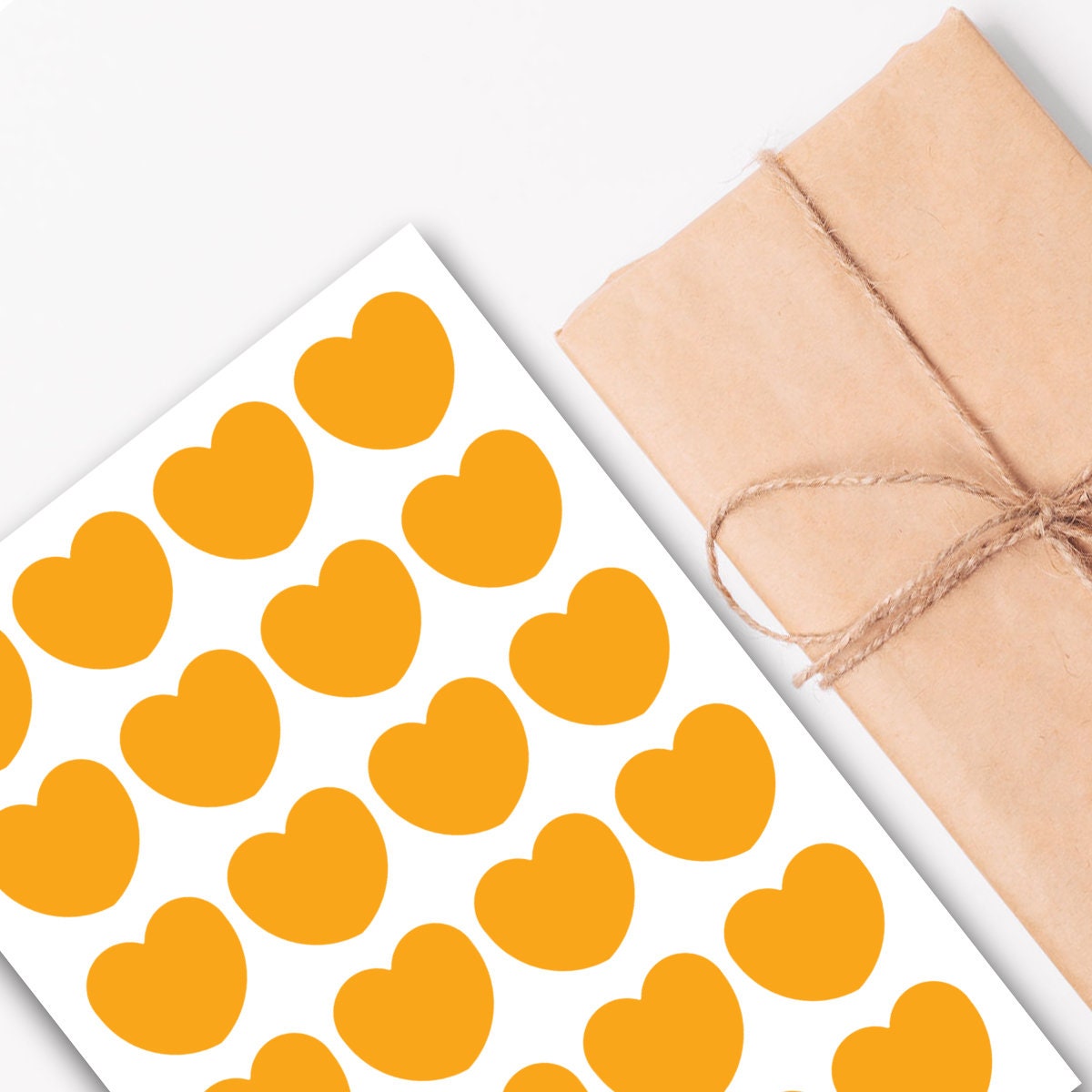 24 heart labels in 9 fancy colours
