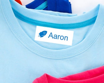 iron-on name labels for clothes with rocket in 7 colors