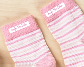 Parche termoadhesivo rosa para ropa personalizado con nombre para ropa y lavandería