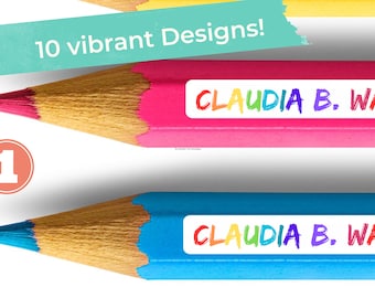 pencil labels with name for school waterproof / stick on name labels