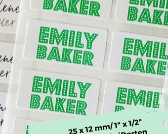 dishwasher-safe labels, small dishwasher-proof name labels, waterproof green name label stickers