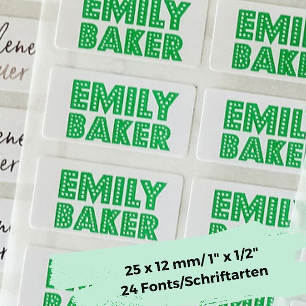 dishwasher-safe labels, small dishwasher-proof name labels, waterproof green name label stickers