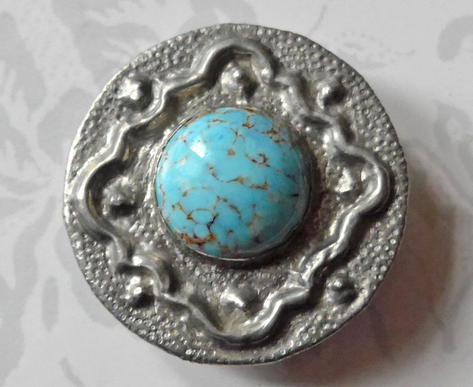 Pewter brooch craft made vintage. Art Nouveau style Etsy