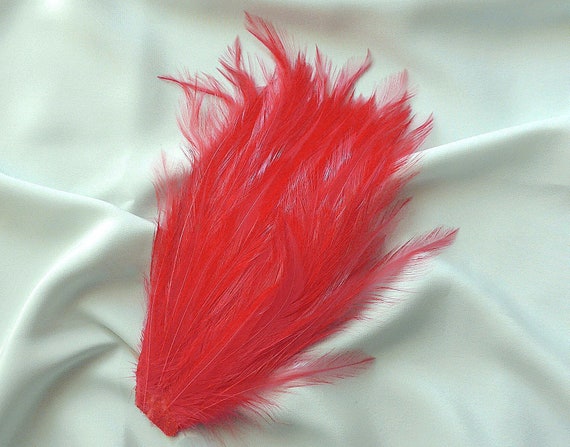 Feather plume, red with a tinge of pink, vintage.… - image 1