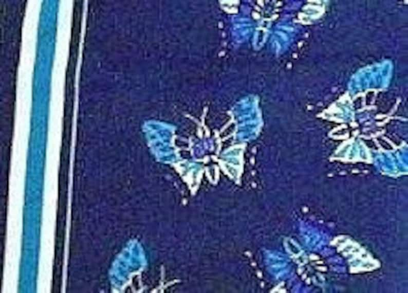 Paco Rabanne 'La Nuit' perfume scarf, butterflies design, vintage. Shades of blue, black & white. c1980's. image 2