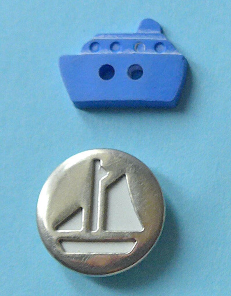 Ship Button Nautical Buttons, 7 Different, Vintage. Boats, Ships and Anchors ...