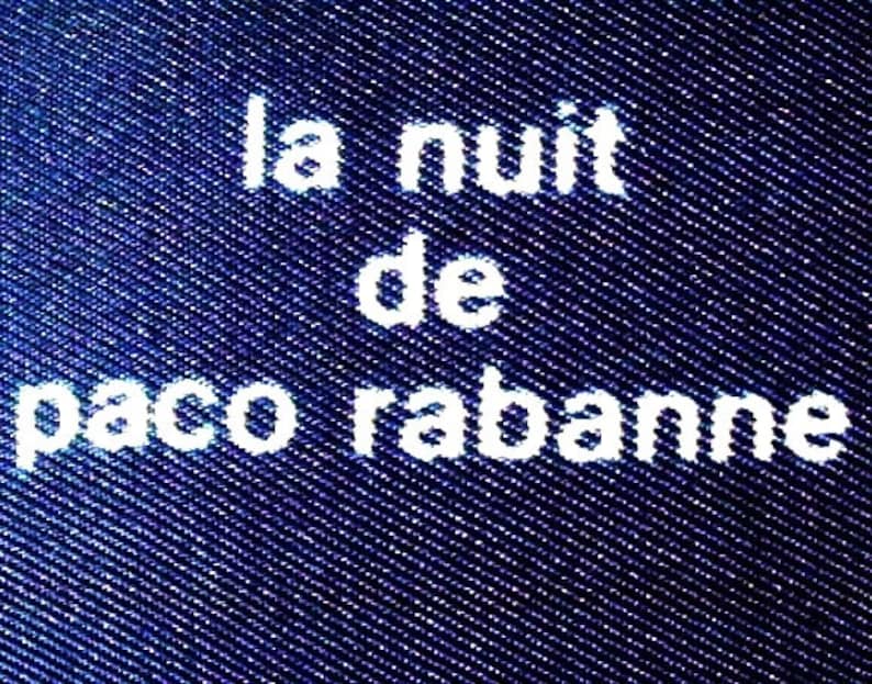 Paco Rabanne 'La Nuit' perfume scarf, butterflies design, vintage. Shades of blue, black & white. c1980's. image 3