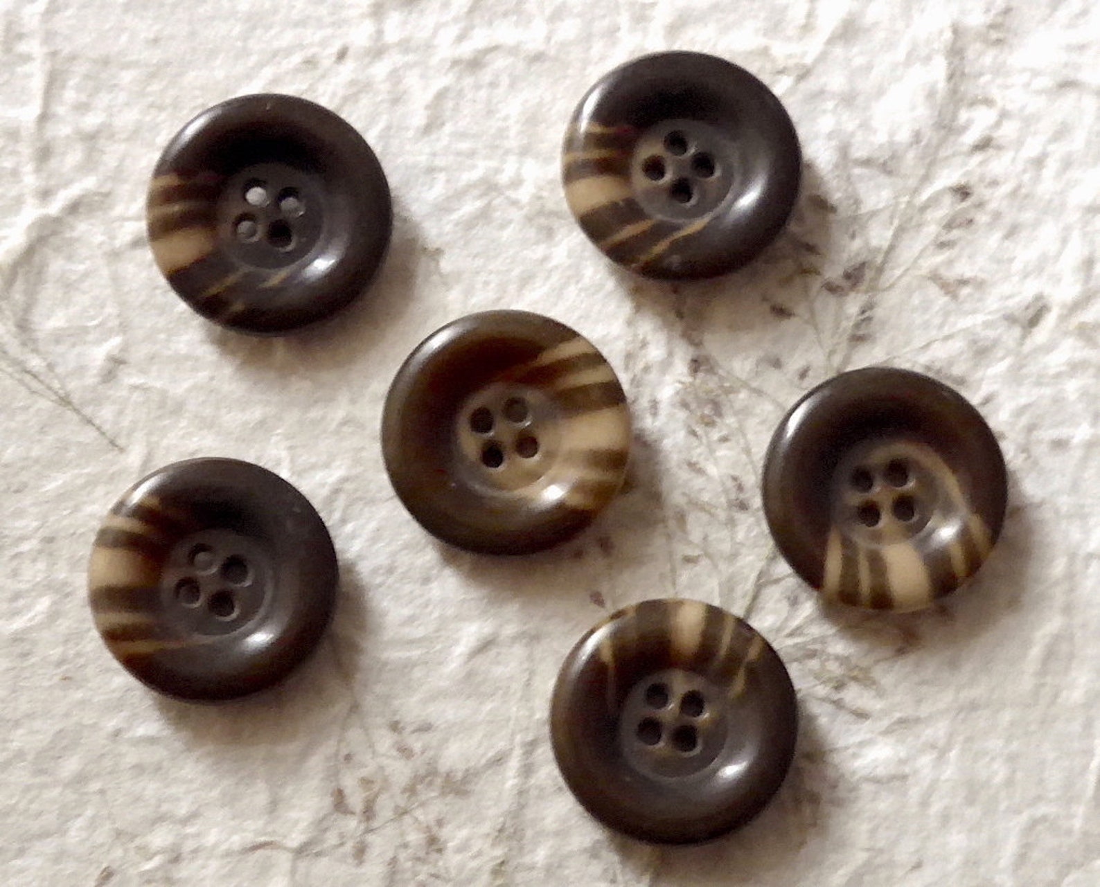 Horn buttons a set of 6 vintage. Pressed horn with concave Etsy