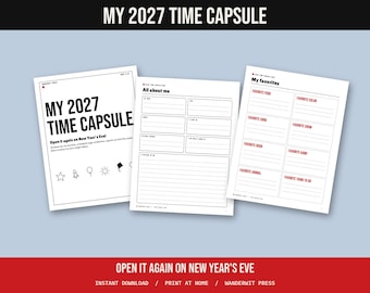 Kids New Year Time Capsule 2027 Printable, All About Me, New Years Eve Kids Activity, Predictions, Letter to Future Me