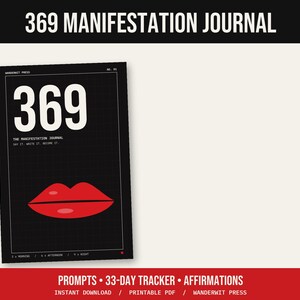 369 Manifestation Journal Printable, Law of Attraction Journal, Manifestation Prompts, 33 Day 369 Method Tracker, Affirmations, Digital PDF image 1