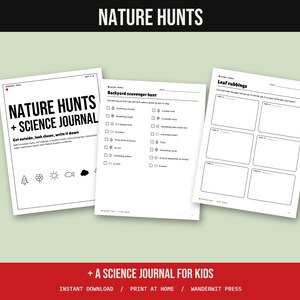 Natur-Schnitzeljagd für Kinder, Naturwissenschaftliches Tagebuch im Freien, Wetterbeobachtung, Blätterabreibung, Experimentbericht, Homeschooling