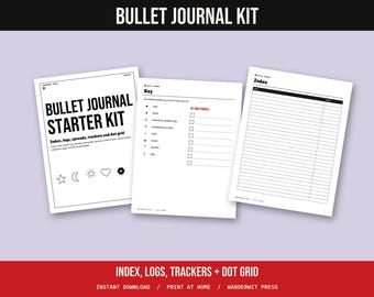 Bullet Journal Printable, Dot Grid Pages, Future Log, Habit Tracker, Mood Tracker, Index, Bujo Starter Kit, Undated
