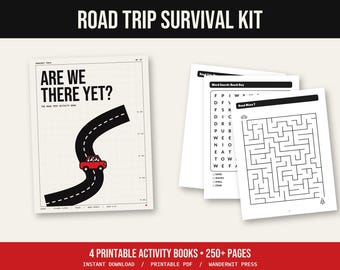 Road Trip Activity Book Printable for Kids, Car Games, License Plate Game, Travel Bingo, Mazes, Word Search, Scavenger Hunt, Instant PDF
