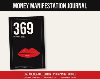 Money Manifestation Journal Printable, 369 Abundance Journal, Wealth Affirmations, Law of Attraction Money Prompts, Digital PDF Download