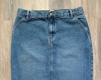 Vintage 90/'s Denim Faded Denim A Line Skirt UK 12
