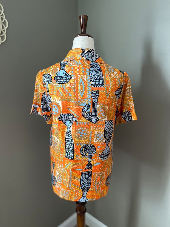 Vintage Abstract Pattern Handmade Button Up Short… - image 10