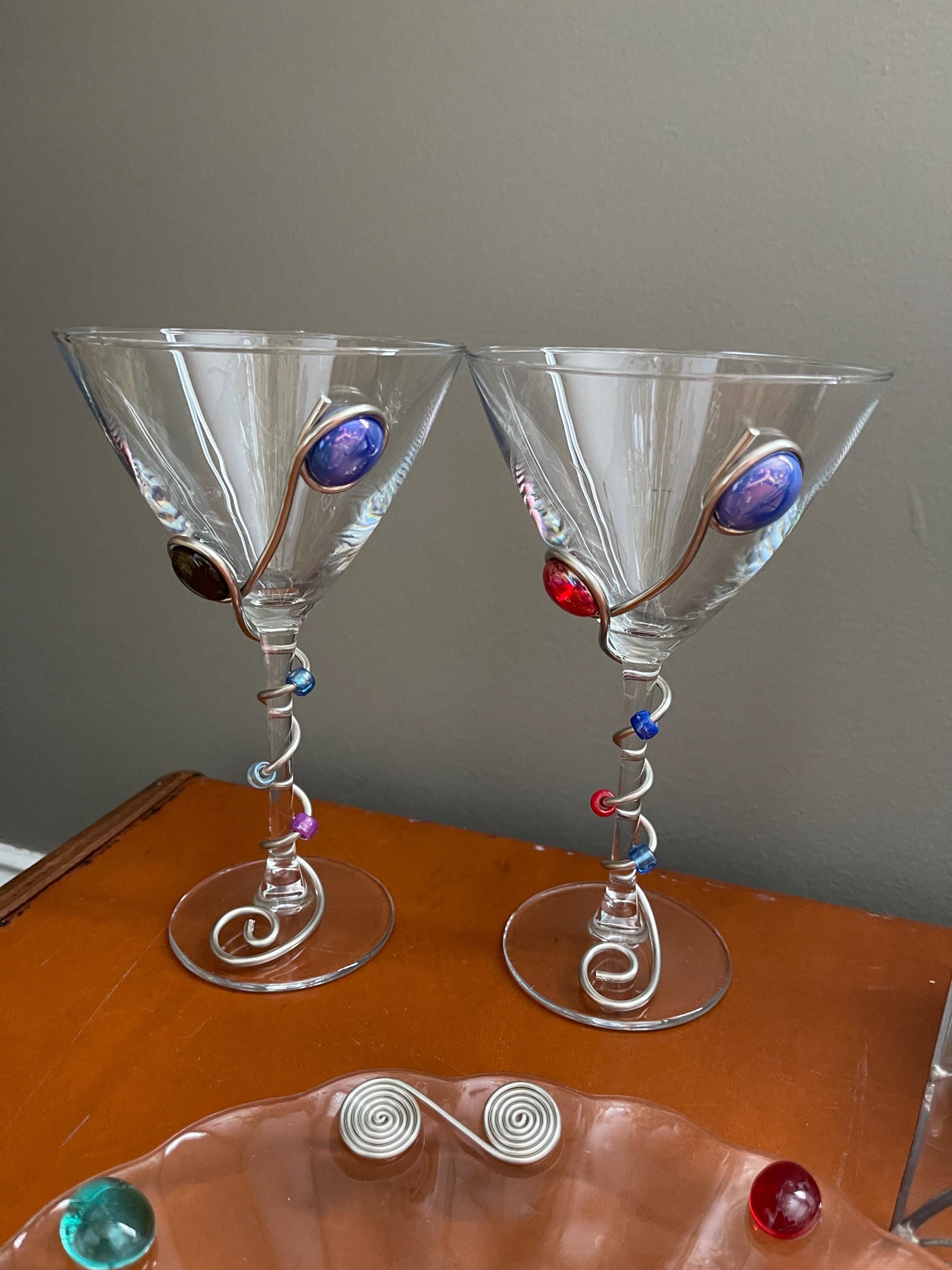 Vintage 1990s Dary Rees Set 2 Martini Glasses 1 Plate & 1 Photo Picture ...