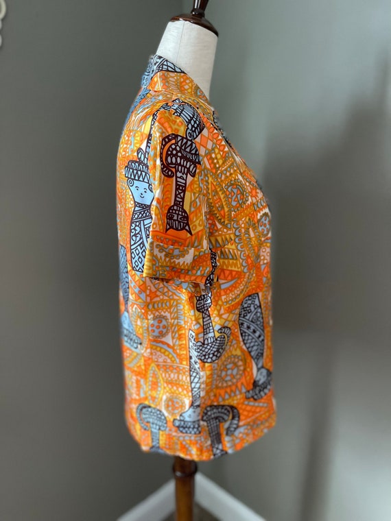 Vintage Abstract Pattern Handmade Button Up Short… - image 8