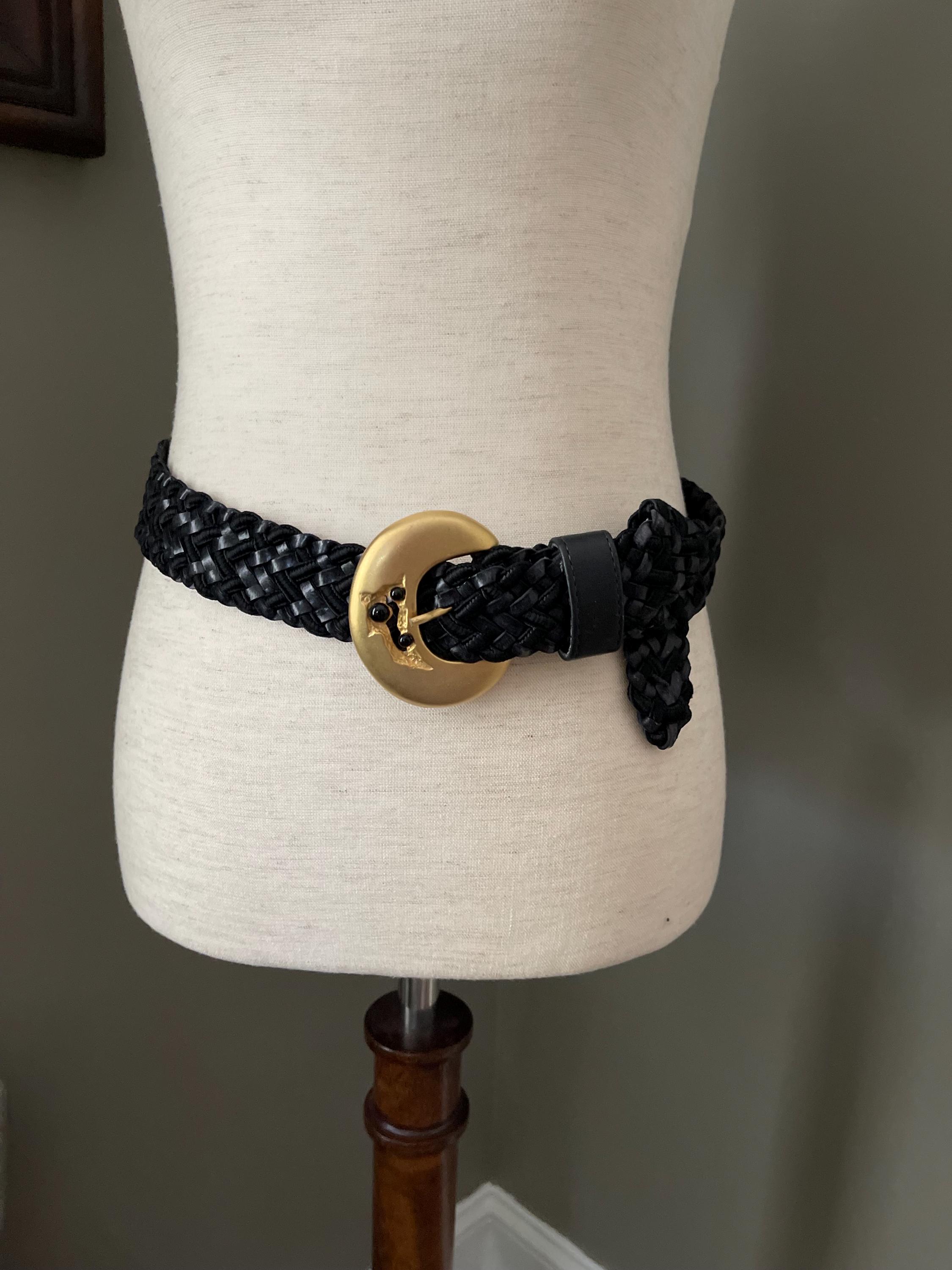 Vintage 80s Waldorf Creations Braided Beaded Black Waist 