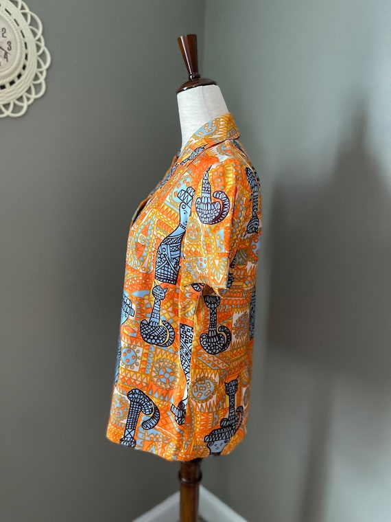 Vintage Abstract Pattern Handmade Button Up Short… - image 7