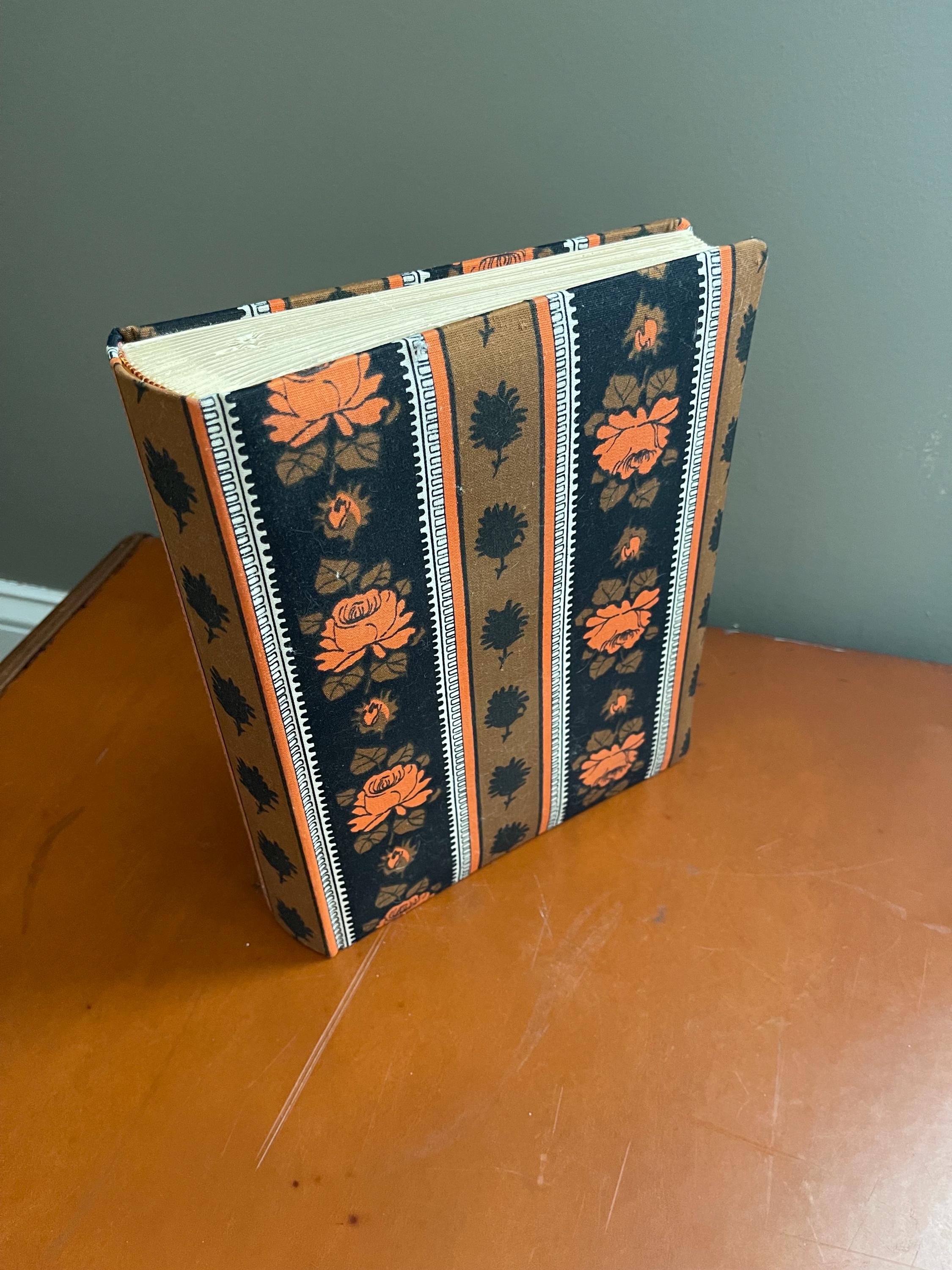 Vintage Midcentury Photo Album Book w Floral Brown Black Orange Design