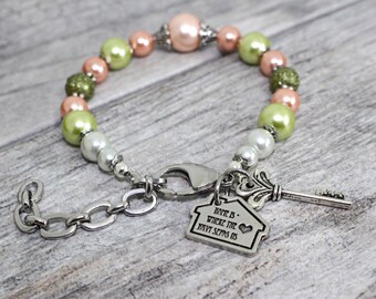 El hogar es donde la marina nos envía la pulsera de encanto de acero inoxidable . USN Esposa, Novia Joyería Pulsera de Amor de la Marina (Navy Love Bracelet) Pulsera Milso Charm