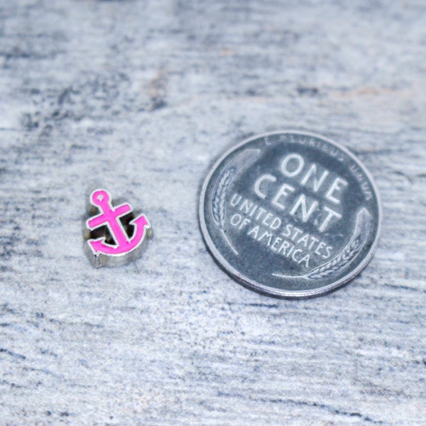 Hot Pink Anchor Floating Charm for Floating Lockets