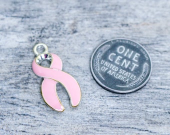 Breast Cancer Awareness Pink Ribbon Charm