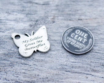 My soldier gives me butterflies US Army charm