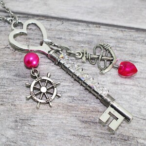 Nautical Layered Key Necklace in Stainless Steel image 2