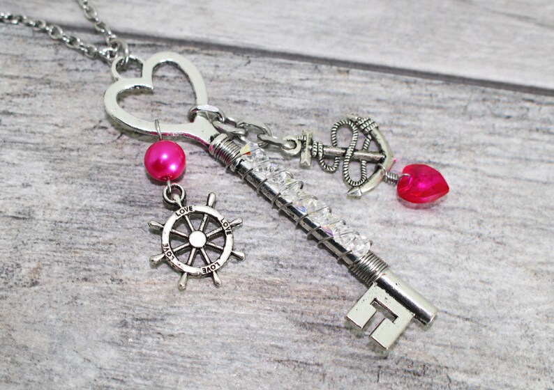 Nautical Layered Key Necklace in Stainless Steel image 2