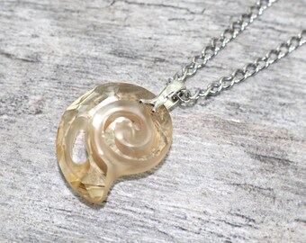 Stainless Steel Sea Snail Pendant Necklace, Conch Shell Jewelry, Sea Shell Necklace, Beach Jewelry, Ammonite Necklace, Fossil Jewelry,