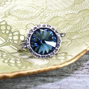 Swarovski Denim Blue Adjustable Statement Ring
