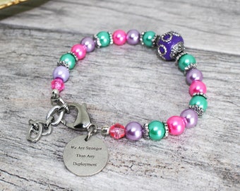 We Are Stronger Than Any Deployment Military Trinket Bracelet in Stainless Steel