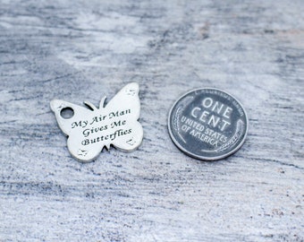 My Airman Gives Me Butterflies Pewter Charm