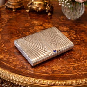 Art Deco Russian Solid Silver & 14k Gold Cigarette Case St. Petersburg