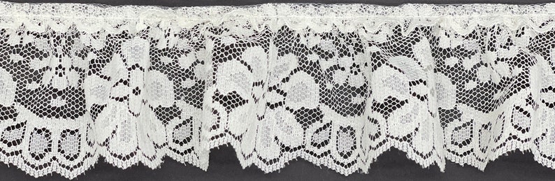 18 yards 2 ivory ruffled lace fabric trim image 1