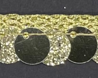 1/2" metallic gold sequin fabric fringe trim 14 yards