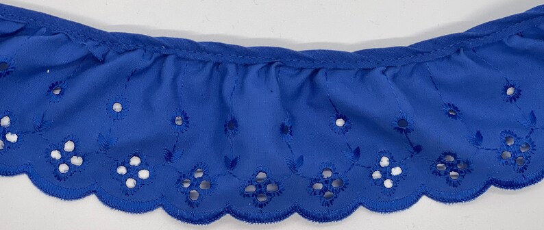 3 royal blue ruffled eyelet fabric trim 7 yards