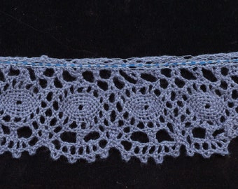 2" ruffled medium french blue cluny lace fabric trim 36 yards