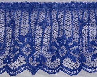 2" Royal Blue Gathered Ruffled Lace Fabric Trim 25 Yards