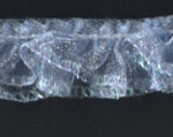 3/4" light blue double organza fabric trim 25 yards