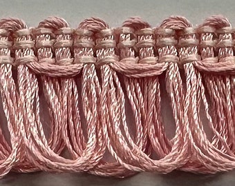 Adorno de tela con flecos de lazo rosa de 1 ", recorte de 12 yardas