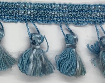 2" Sky Blue Tassel Fringe Fabric Trim 6 Yards Holiday Trimming