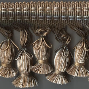 2&1/2&quot;  gold dark cream ivory tied tassel fringe 8 yards