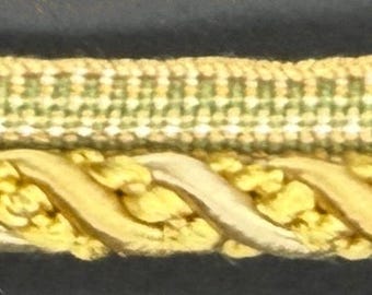 3/8" Gold Braided Twisted Lip Cord Edge Fabric Trim 5 Yards