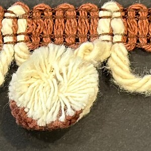 1&1/2&quot; Brown and Cream Pom Pom Ball Fringe Fabric Trim 11 Yards Conso