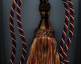 Navy Gold Burgundy Tieback 29&quot; Cord Spread 8&quot; Tassel Lot of 2