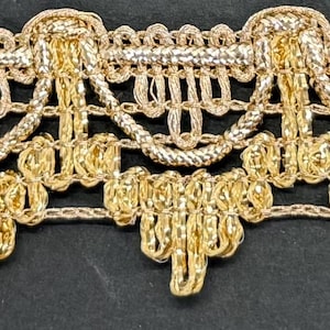 1" Metallic Gold Scalloped Loop Gimp Braid Bridal Costume Fabric Trim 19 Yards