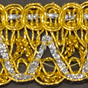 1&quot; Metallic Gold & Silver Braid Gimp Fabric Trim 19 Yards